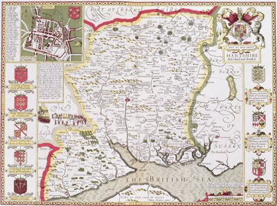 Hantshire, Engraved by Jodocus Hondius from John Speed